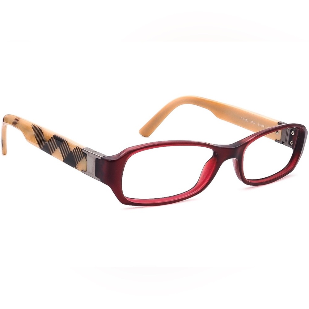 Burberry Burgundy Plaid Rectangular Eyeglasses - image 1